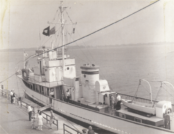 Rhea 52, 1970 in Erie, Pennsylvania; Chuck Donaldson next to ship's bell, center