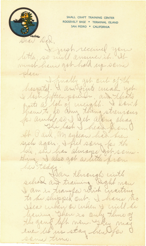 Letter home, page 1; May 8, 1944