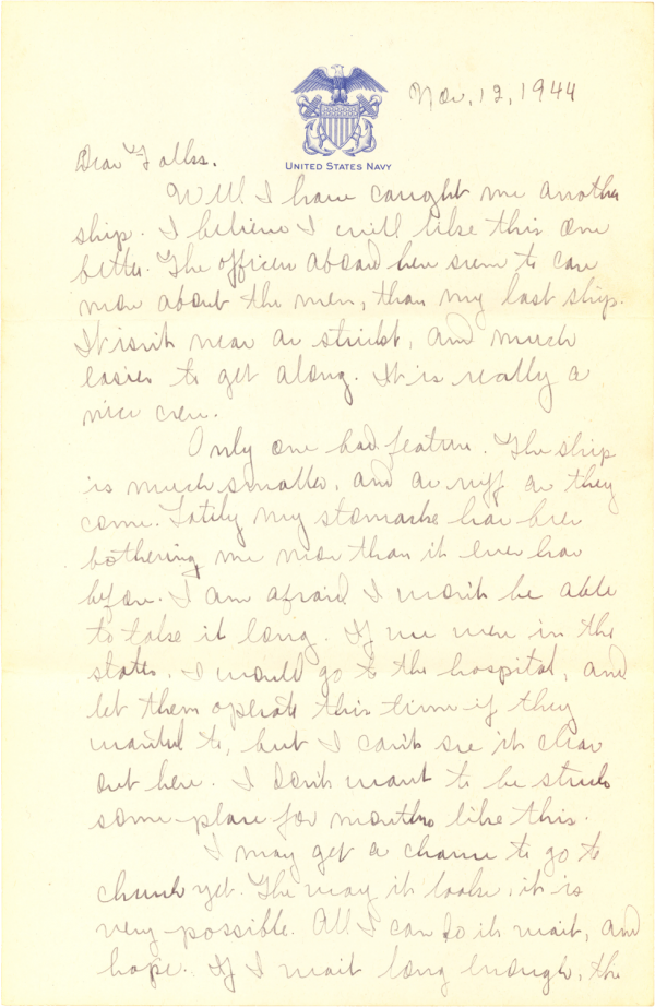 Letter home (page 1); November 12, 1944