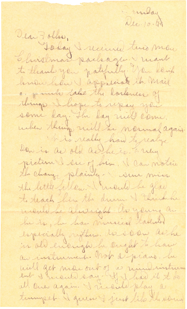 Letter home (page 1); December 5, 1944