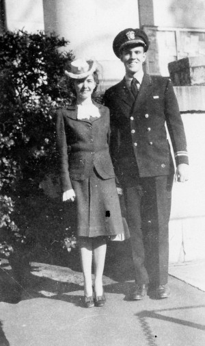 Muriel and Marty, uniformed; Little Creek, VA 1944